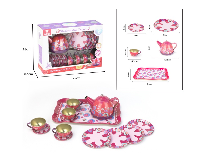 Orange Printed Tea Set 15PCS