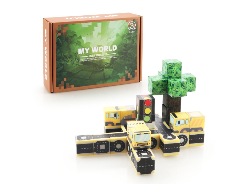 Building Blocks: 2.5Cm Road Traffic Set (39 Magnetic Blocks)