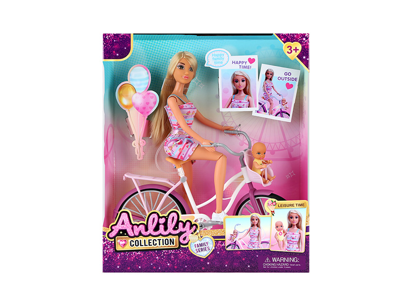 11.5" Solid Fashion Doll Bike Set(Brown Skin)