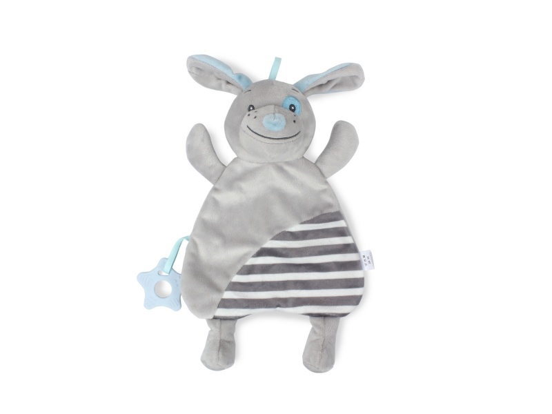 Grey Puppy Rattle Teething Gel Baby Pocket Soothing Towel