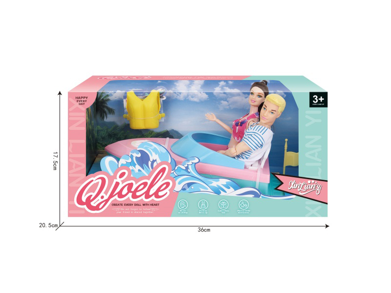 Joel 11.5-Inch Joint Doll Couple Speedboat Set
