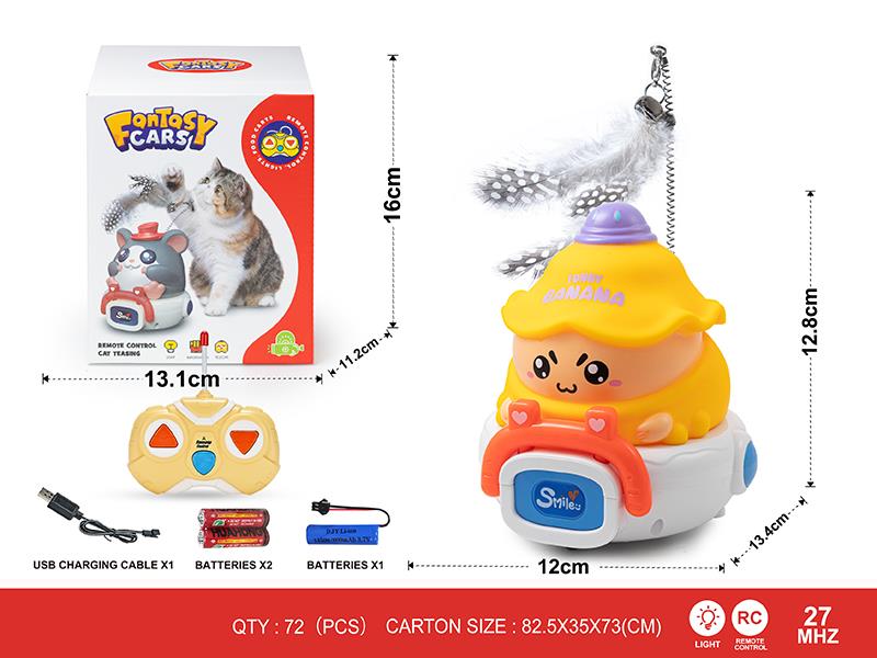 27Mhz 2-Channel Remote Control Cat Teasing Vinyl Banana Car(With Lights)Including Batteries
