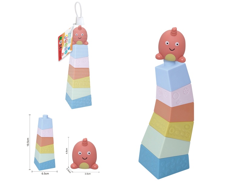 Soft Plastic Stacked Tower Finger Doll Set(Sea Animal) 7pcs