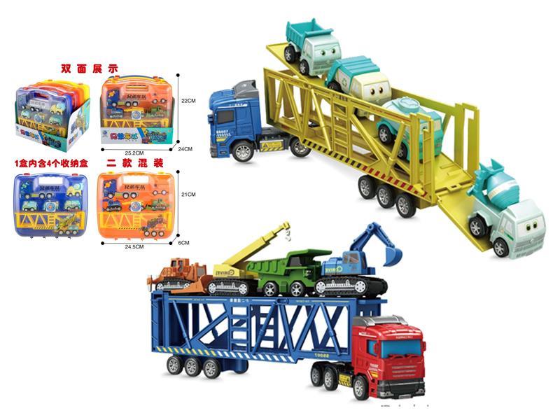 Slide Tractor Truck+4 *Pull Back  Engineering Vehicle