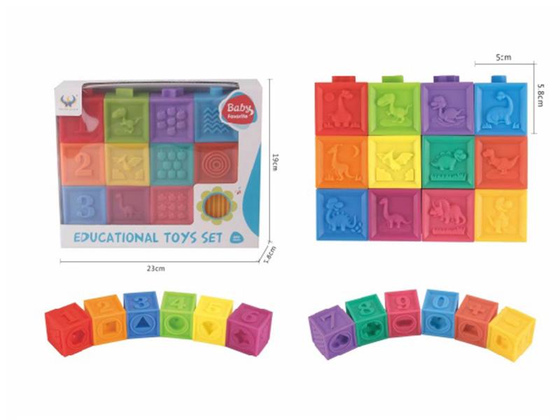 12PCS Dinosaur Number Block