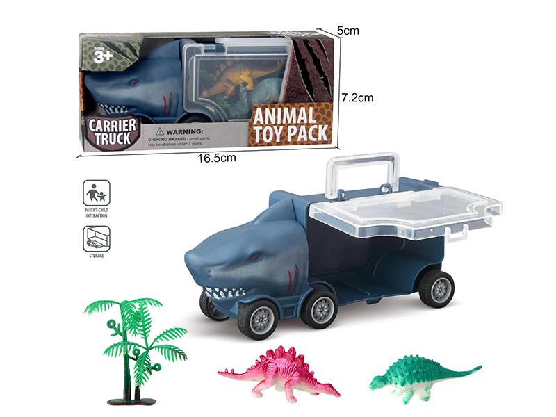 Slide Shark Storage Car + 2 Dinosaurs,1 Tree