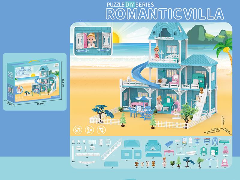 DIY Blue Villa Princess House