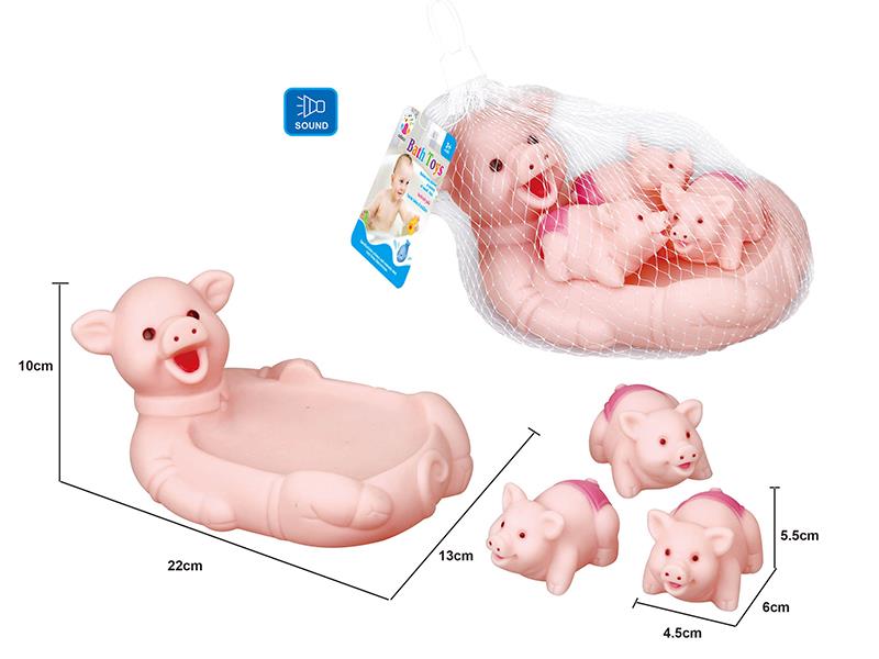 Cute Pig Kids Bath Toy Set