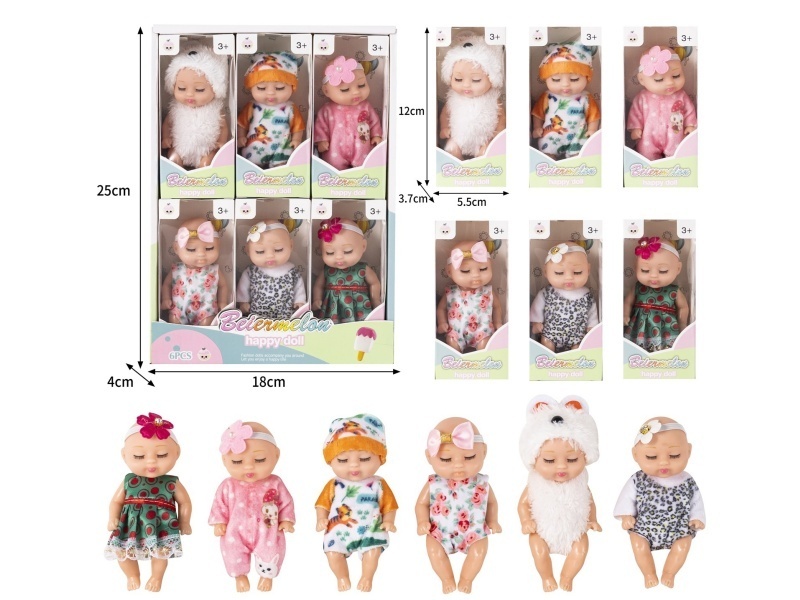4-Inch Solid Sleeping Doll (6-Piece Set)