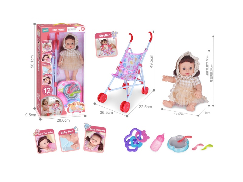 14-Inch Hollow Doll With Cart With 12-Tone Ic