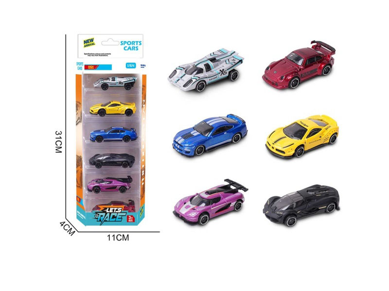 6 1:64 Alloy Car Models, 6 Pieces Each