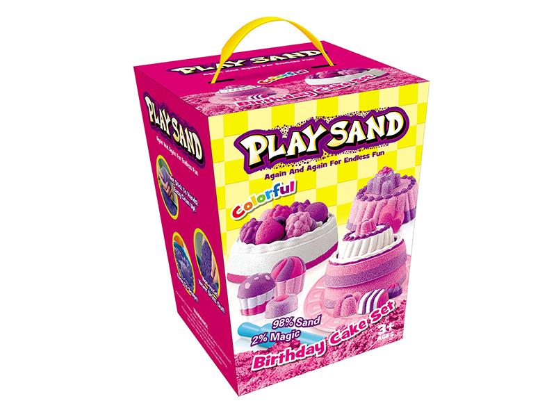 Birthday Cake Space Soil Play Set(908g Sand/4 Colors + Cake Accessorie Tools)