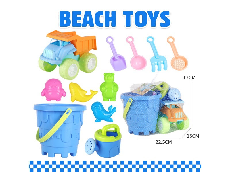 Beach Buggy Castle Bucket Polar Animal 11-Piece Set