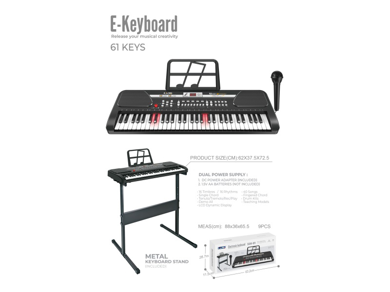 61-Key Electronic Organ With Stand And Light