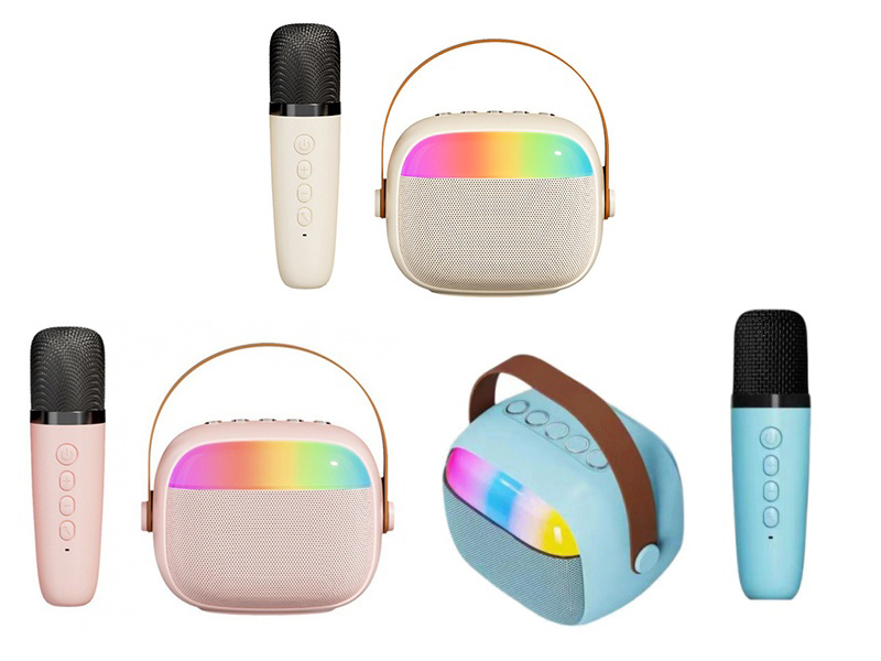 Wireless Microphone Bluetooth Portable Karaoke Speaker(Colorful Lights)