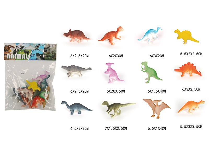 Solid Mini Dinosaur Set 12pcs