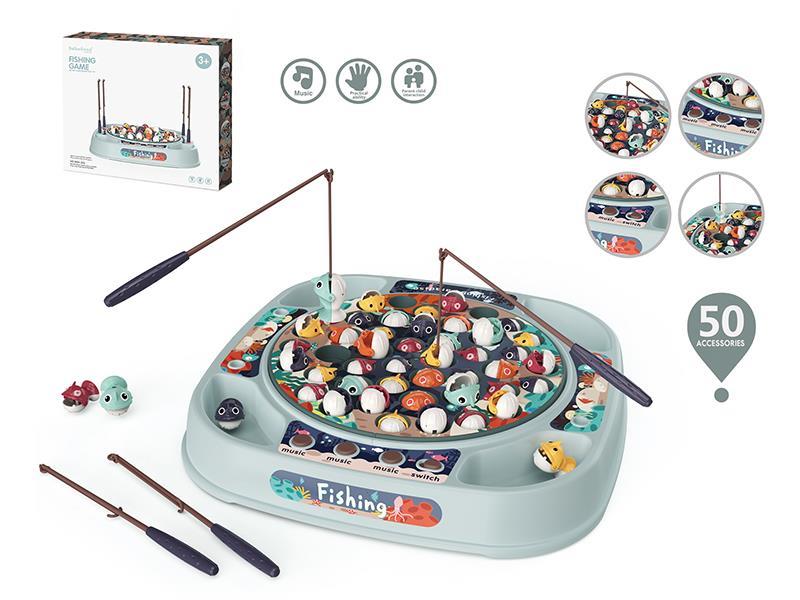45pcs Big Fish And Small Fish Cyclic Rotating Fishing Game Set