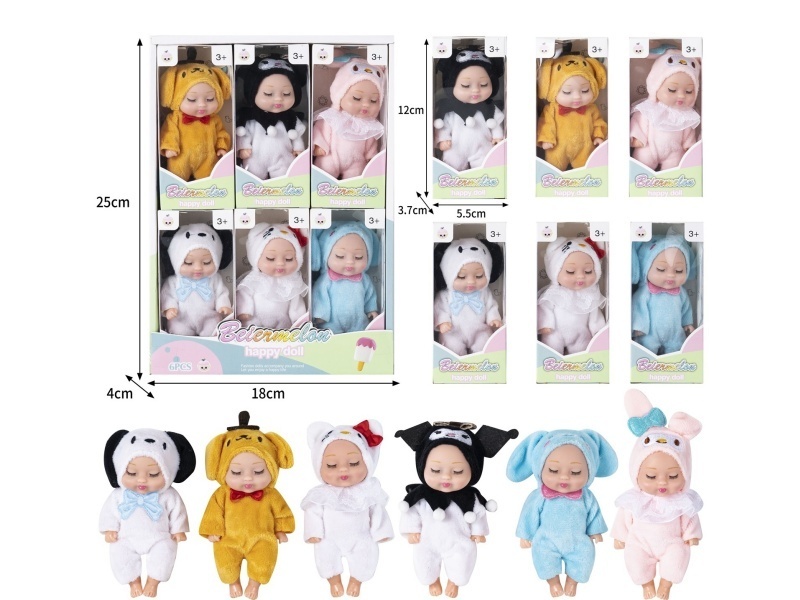 4-Inch Solid Sleeping Doll (6-Piece Set)