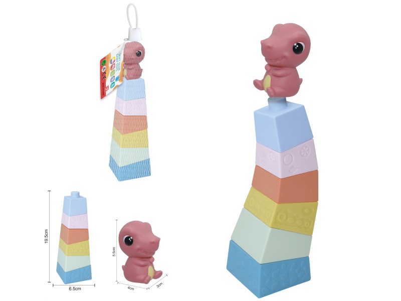 Soft Plastic Stacked Tower Finger Doll Set(Dinosaur) 7pcs