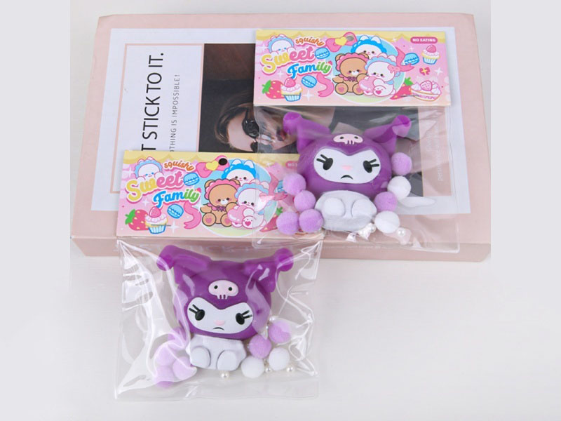 Jelly Pinching Fun Spray-Painted Large Sanrio Kuromi Pearls + Pom-Poms + Clips