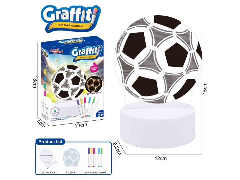 Diy Painted Night Light (Football, 6 Watercolor Pens)