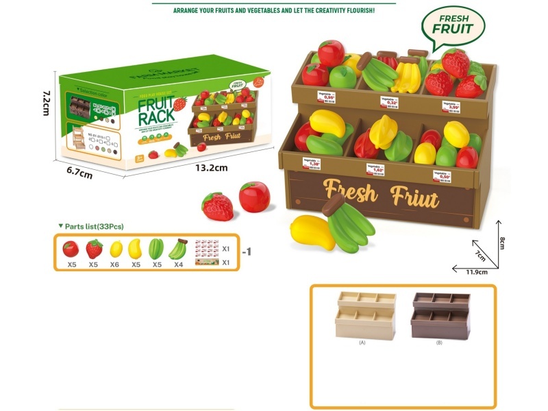 Fruit Rack With Spray-Painted Fruits Set