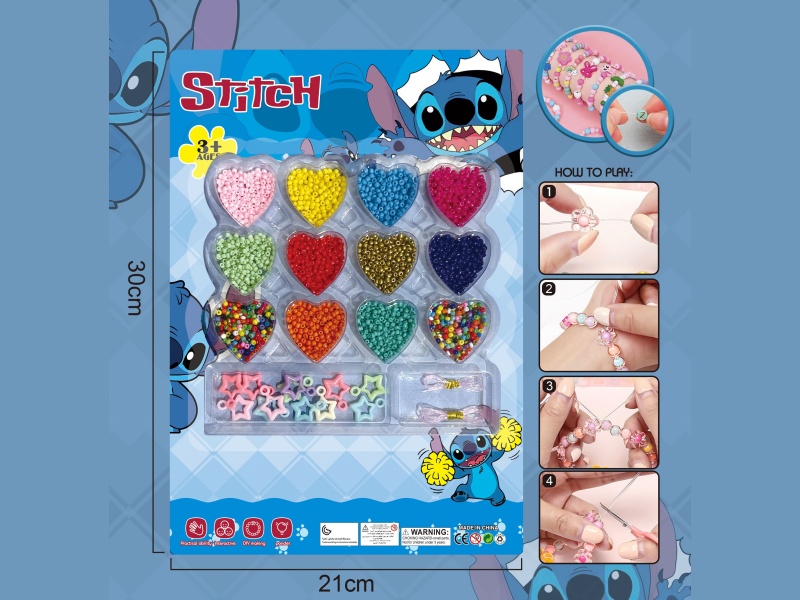 Stitch Diy Beaded Jewelry Bow With Multiple Colored Beaded Ribbons And 2 Threads