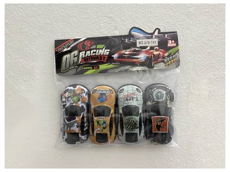 Pull Back Die-Cast Dinosaur Cart 4 Pieces