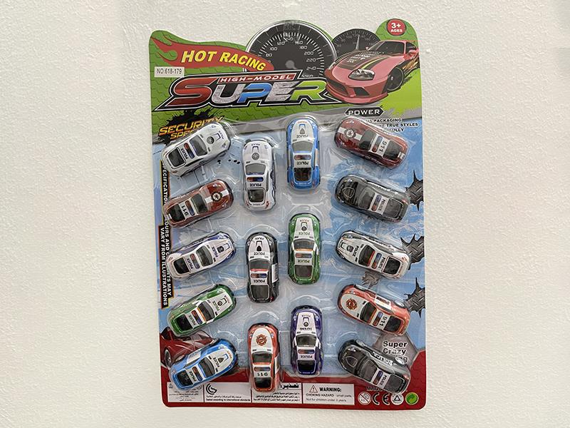 Pull Back Alloy Police Cars 16pcs