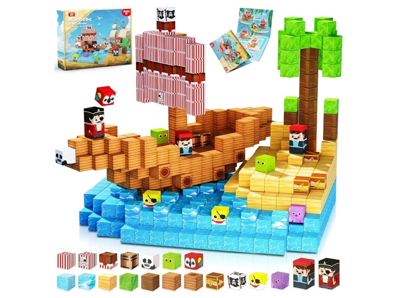 Pirate Ship Magnetic Cube Building Blocks 100pcs