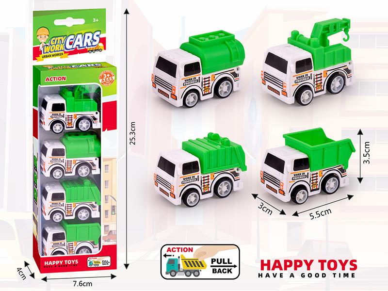 Pull Back Sanitation Truck 4PCS