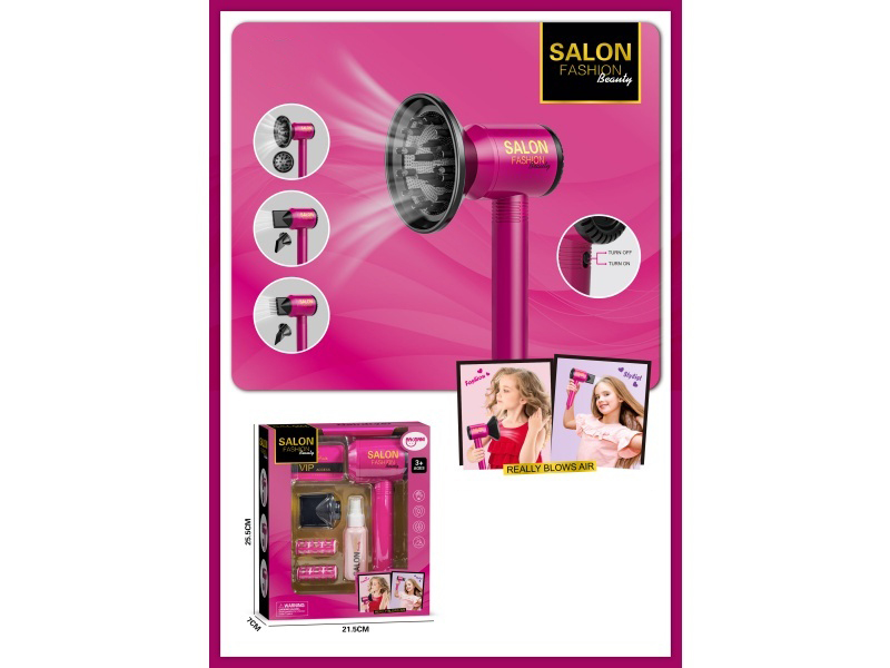 Family Play Toys Accessories Hair Styling Electric Hair Dryer Set (7 Pcs)