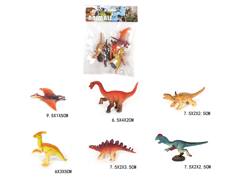 Solid Mini Dinosaur Set 6pcs