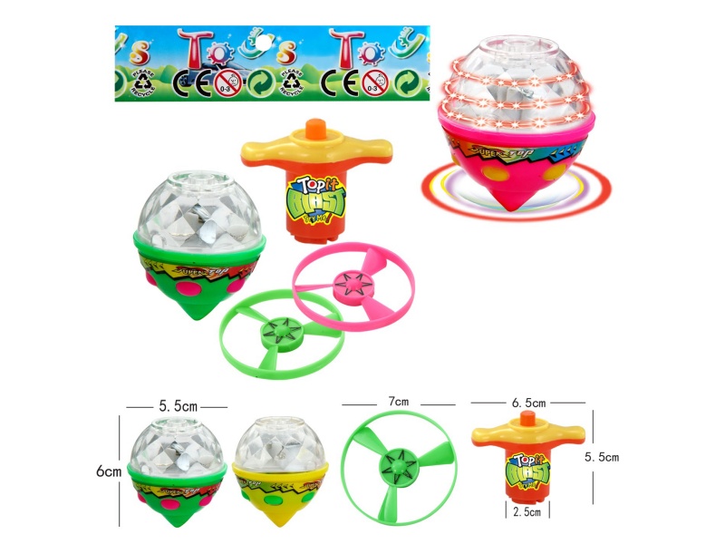 Windup Top Toy With Light Plus Spin Combination
