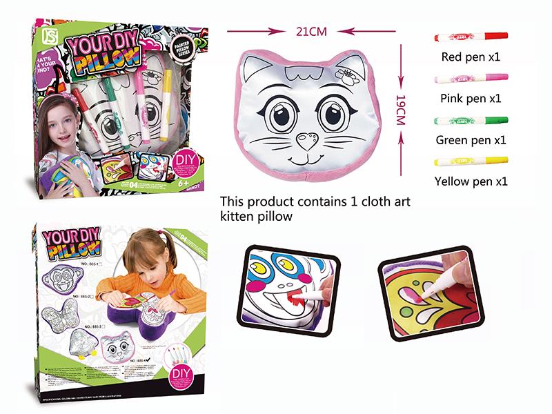 DIY Painting Fabric Kitten Pillow