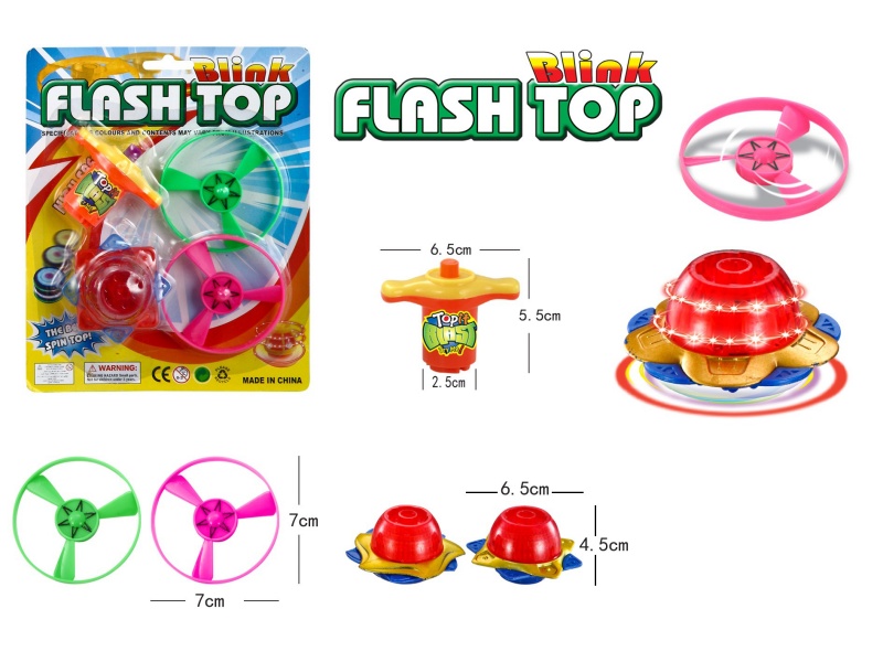Windup Top Toy With Light Plus Spin Combination