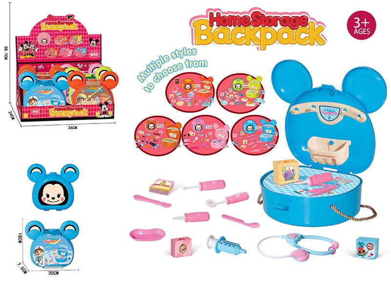 Storage Backpack Play House Toys 6pcs