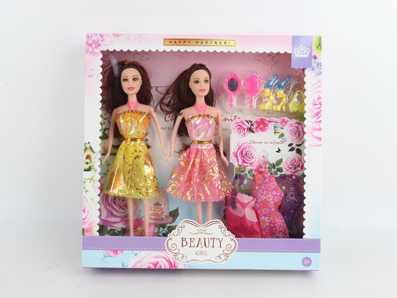 11 Inch Solid Doll Double Dress With Accessories