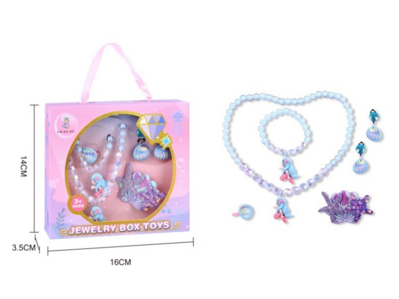 Girls' Accessories - Necklace + Bracelet + Ring + Ear Clips + Hair Clip Gift Box Set
