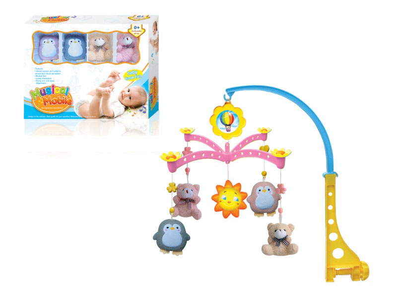 English Plush Winding Bedside Bell (Two Penguins And Two Bears)