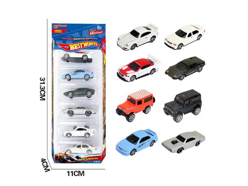 8-Piece 1:64 Alloy Racing Car, Muscle Car, Off-Road Vehicle, Sports Car 6-Pack