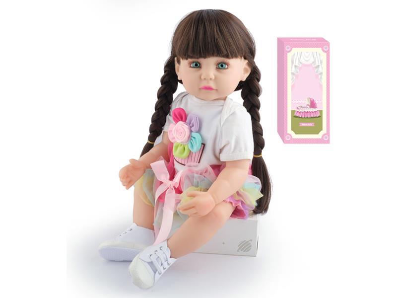 55Cm Simulation Soft Plastic Doll (Wig Cover) With Bottle+ Magnetic Pacifier+Diaper+Birth Card