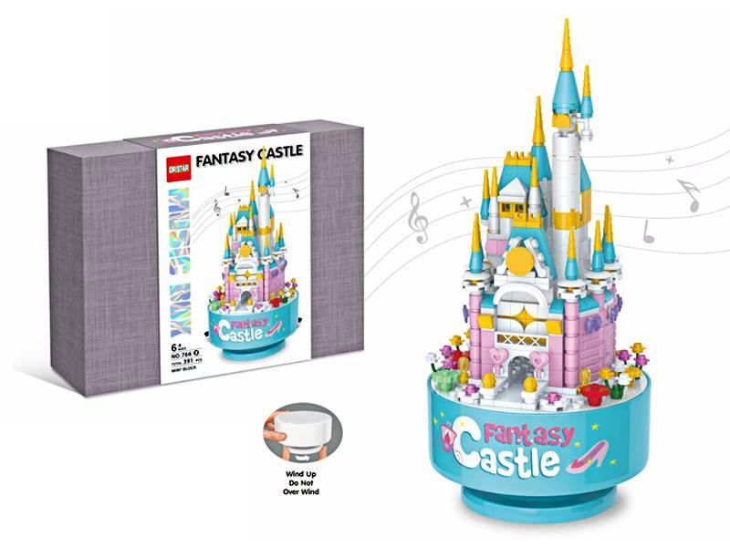 391PCS  Dream Castle Small Particle Building Block Music Box