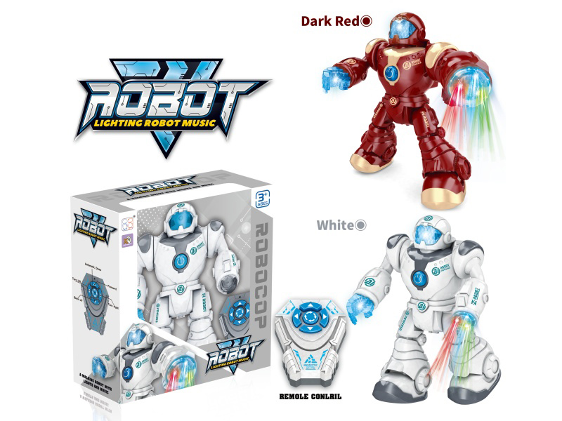 Remote-Controlled Robot, With Lights On Both Hands Of The Head, Remote Control With Four-Way Function, And Automatic Demonstration Function (Two-Color Mixed Installation).