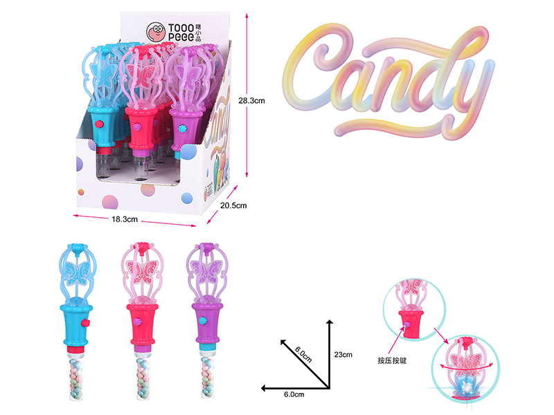 Butterfly Light Magic Wand Candy Toys 12pcs