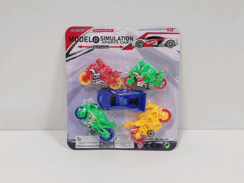 Sliding Solid-Color Sports Motorcycle (5 Pieces)