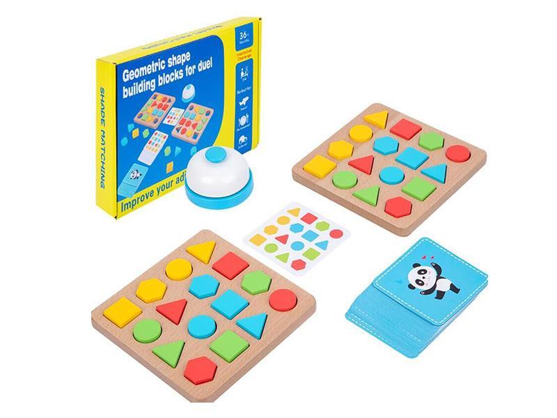 Wooden Geometry Shape Building Blocks Battle Game