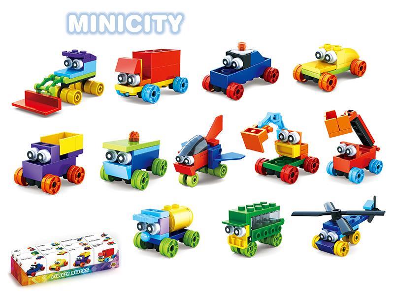 Building Blocks - Mini Cartoon Car 12pcs