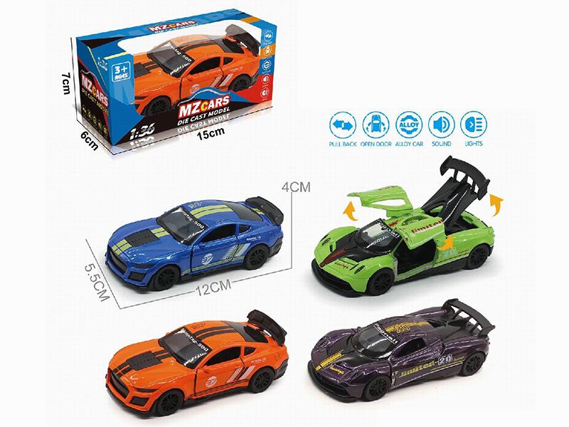 1:36 Pull Back Alloy Sports Car(3 Doors Can Open)(With Sound And Lights)