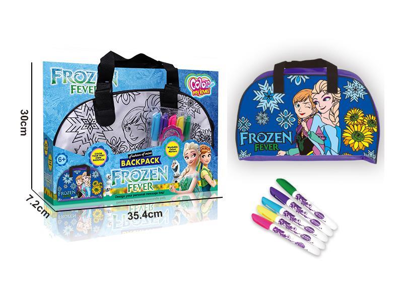 Frozen DIY Coloured Drawing Painting Hand Bag(5 Colour Washable Pen)